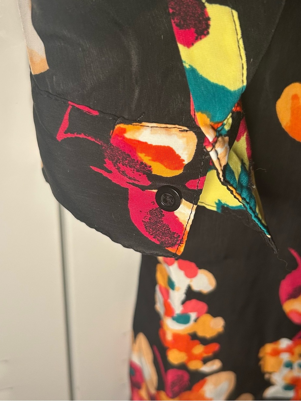 Merona Black Long-Sleeve Floral Shirt Dress - Picture 5 of 10